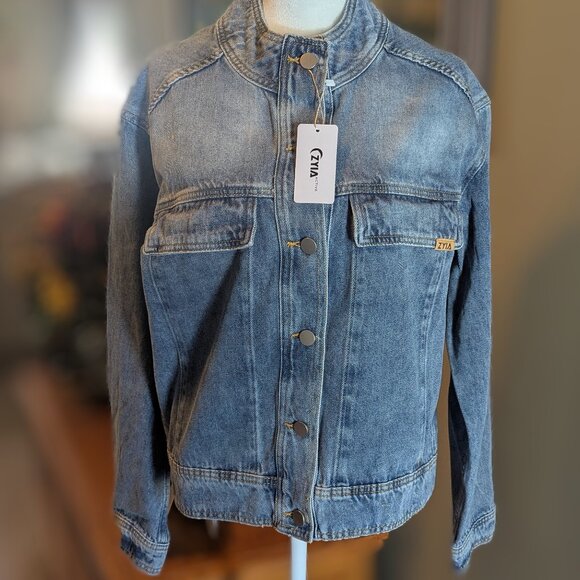 ZYIA Jackets & Blazers - NWT Zyia Faded Indigo Crossroads Denim Jacket 2, Size M